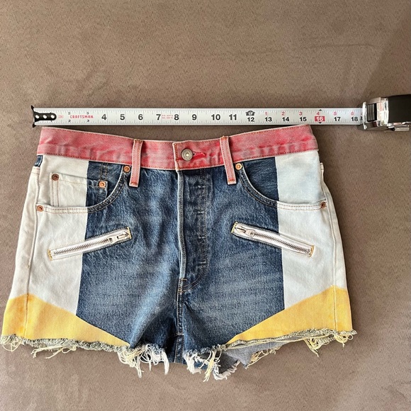 Levis signature rare colorblock cutoff retro button fly shorts - denim - sz 28 - Picture 3 of 6